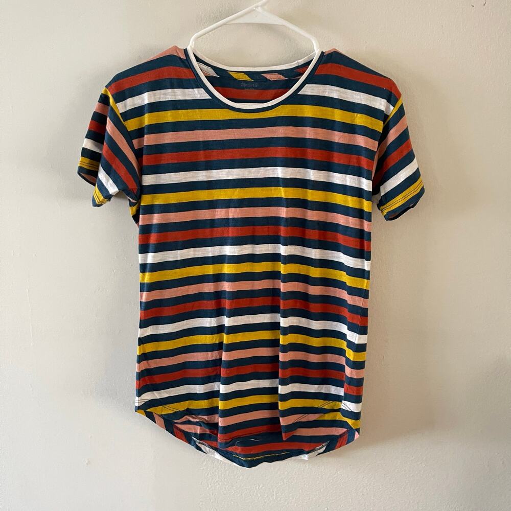 Madewell Womens XS Lennie Stripe Tee Whisper Cotton Crewneck Casual Flaw